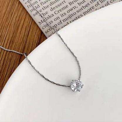 "Gold-Plated Stainless Steel Zircon Necklace – Dainty Clear CZ Charm for Women"