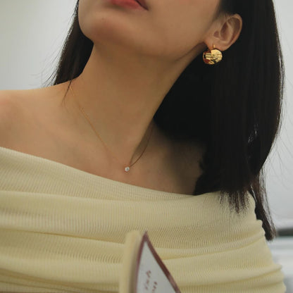 "Gold-Plated Stainless Steel Zircon Necklace – Dainty Clear CZ Charm for Women"