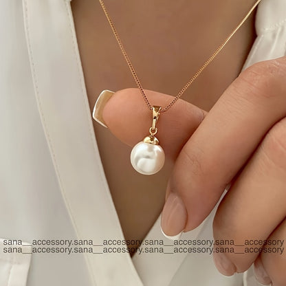 Stylish Golden Vintage Jewelry Set – Pearl Pendant Necklace & Earrings for Valentine’s Day